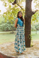 The Conscious Closet Blue Slate Sweet Chill Wave Long Dress Set