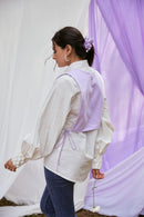 The Conscious Closet White and Cold Purple Into The Cold Shirt Set