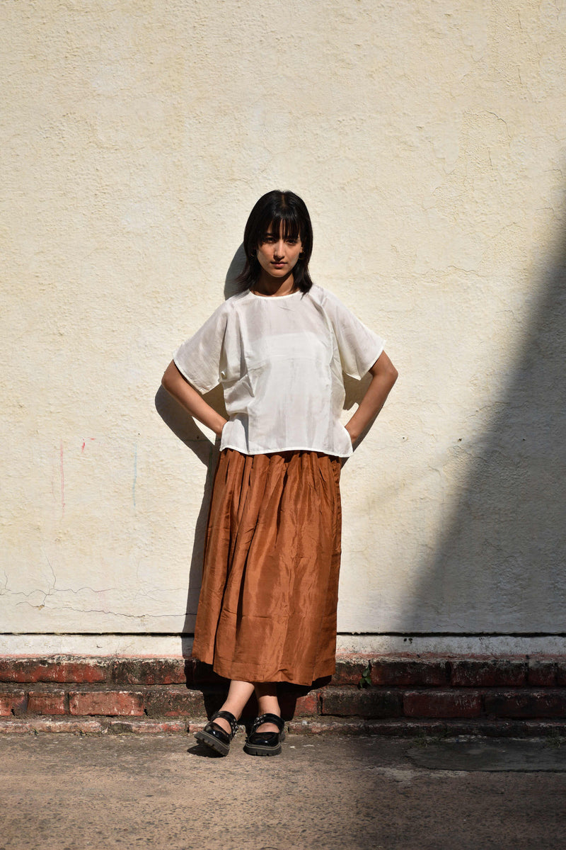 With N. Silk Skirt-Clay