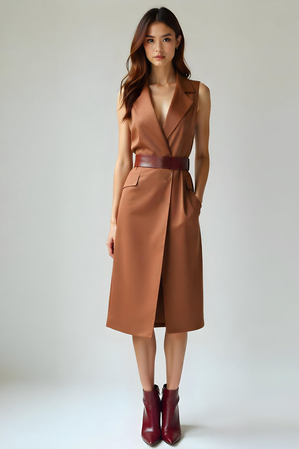 Studio Amala Sand Dune Light Taupe Cotton Trench Dress