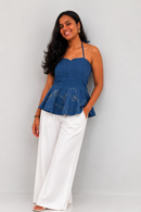 JOD Cotton Womens Blue Starry Night Halter Neck Top