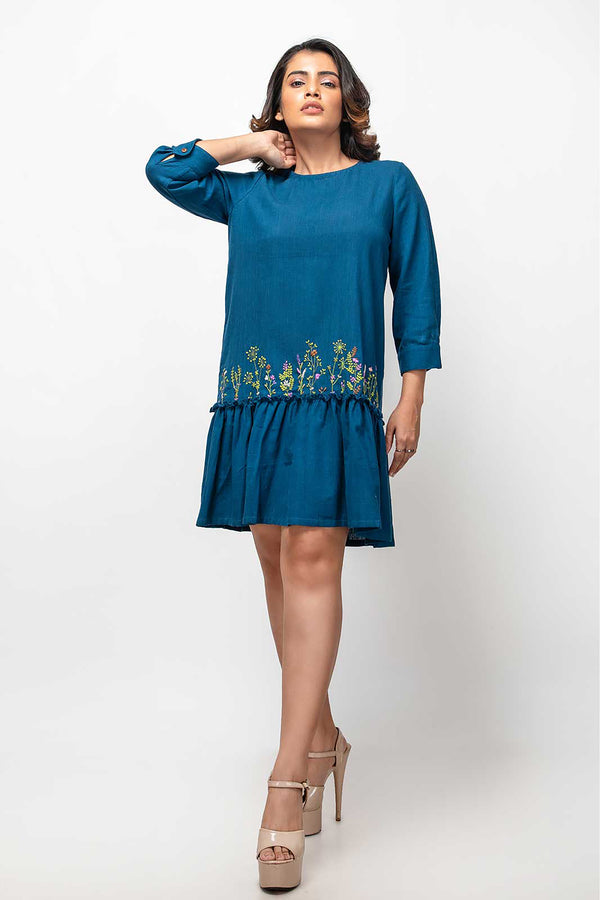 Sepia Stories Tacna Cotton Dress in Indigo