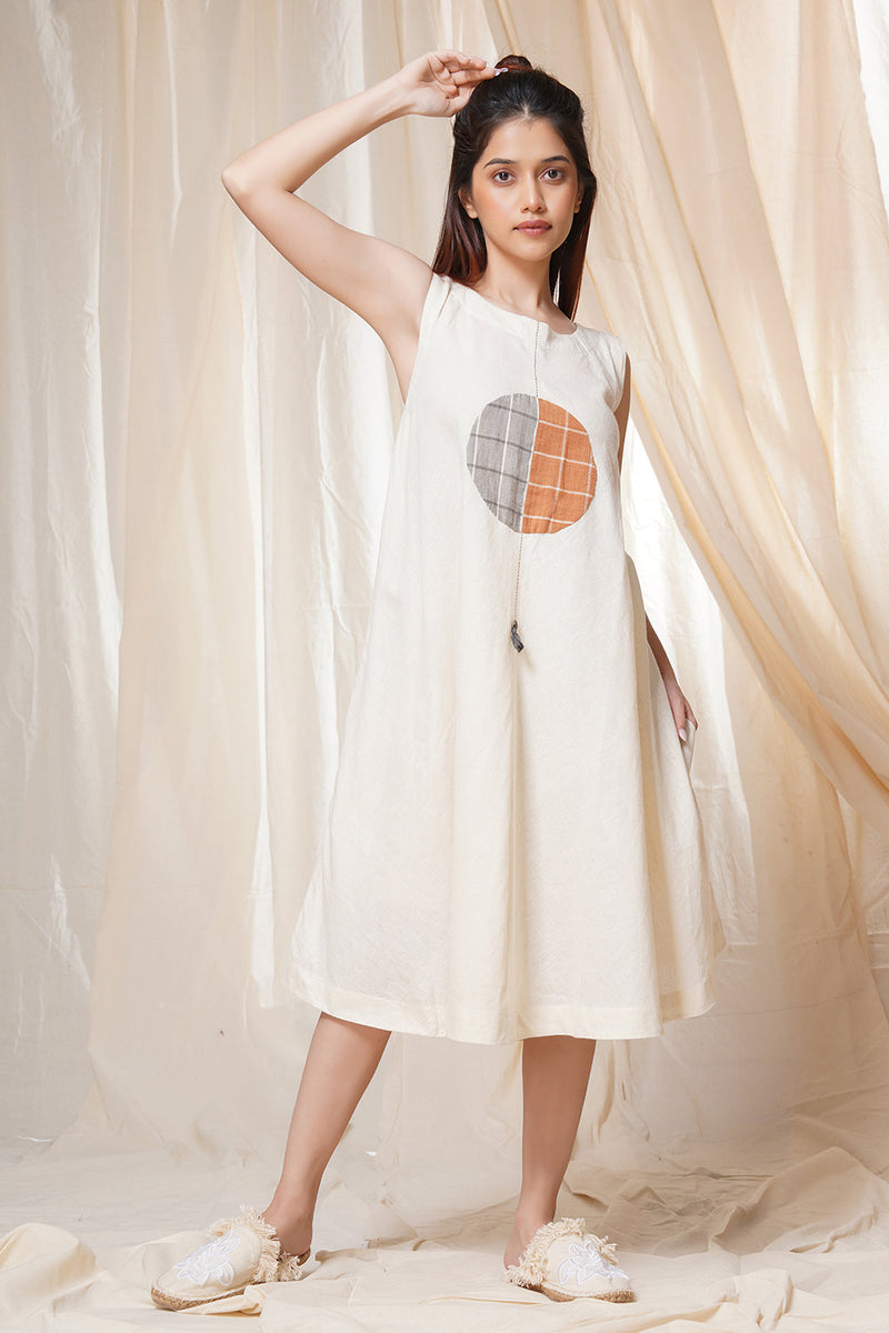 Thread Game Hand Woven - Sleeveless Mid Length Big Polka Dress