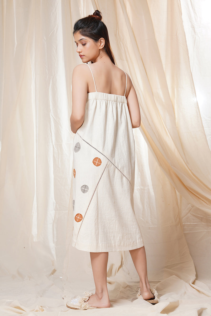 Thread Game Hand Woven - Sleeveless Mid Length Big Polka Dress