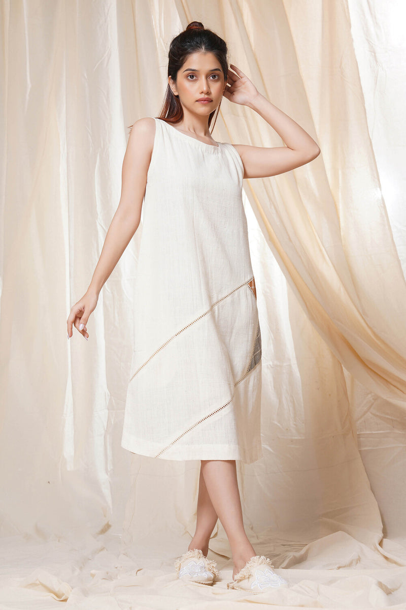 Thread Game Hand Woven - Sleeveless Mid Length Big Star Dress