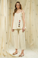 Thread Game Hand Woven Women's Off White Polka Co-Ord Set