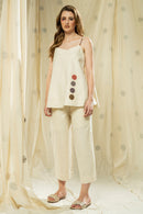 Thread Game Hand Woven Women's Off White Polka Co-Ord Set