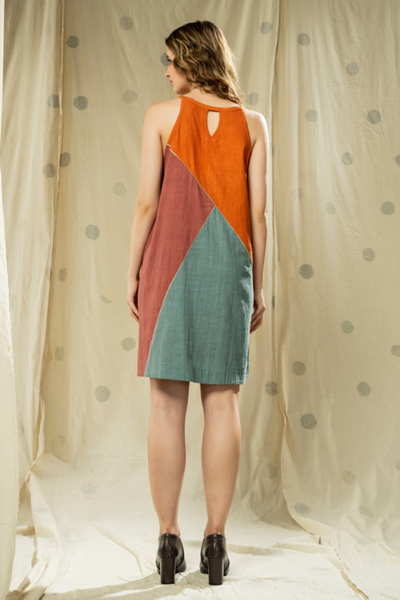 Thread Game Hand Woven - Organic Khadi Colour Block Dress