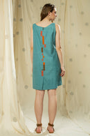 Thread Game Hand Woven Organic Khadi Women's Dress With Back Hand Applique Work