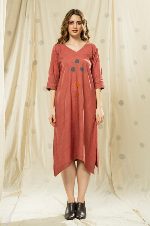 Thread Game Hand Woven - Organic Khadi High-Low Applique Dress