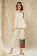 Thread Game Hand Woven Women's Off White Polka Co-Ord Set