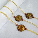 Thenga Eco-Friendly Coconut Shell Rakhis for Brothers  - polished  (Includes 3 Rakhis, Jute Potli & Raksha Bandhan Card) - Set of 3