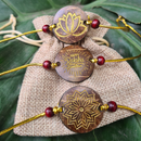 Thenga Eco-Friendly Coconut Shell Rakhis for Brothers  - polished  (Includes 3 Rakhis, Jute Potli & Raksha Bandhan Card) - Set of 3