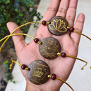Thenga Eco-Friendly Coconut Shell Rakhis for Brothers  - polished  (Includes 3 Rakhis, Jute Potli & Raksha Bandhan Card) - Set of 3