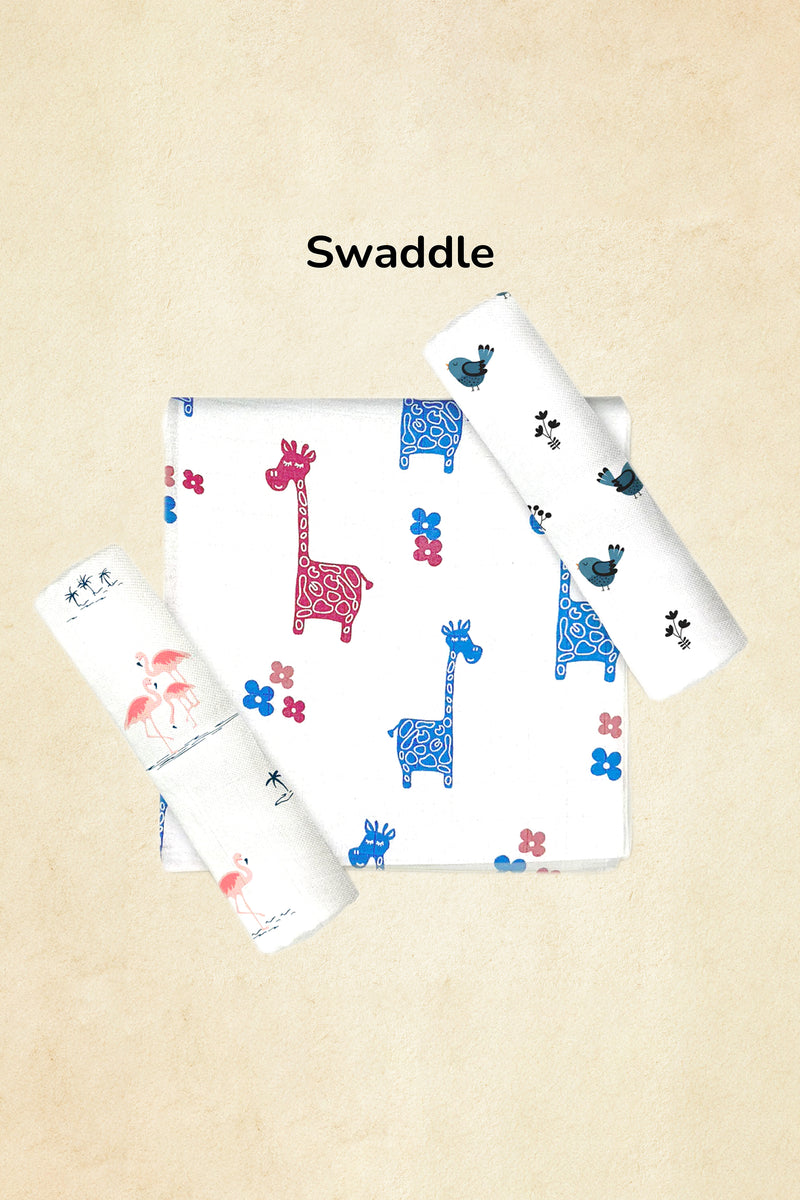 Tinylane Savana Bamboo Swaddle Set | Pack Of 3 | 90 x 90 cm