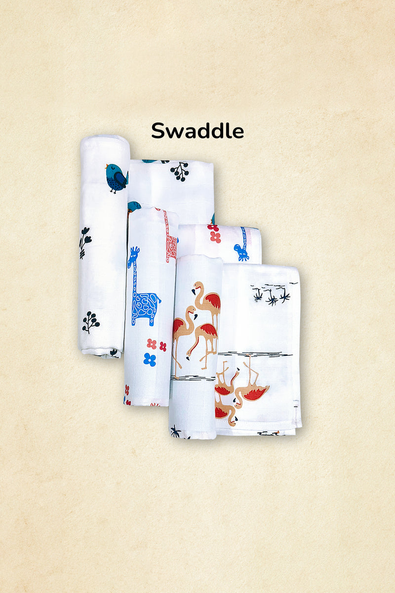 Tinylane Savana Bamboo Swaddle Set | Pack Of 3 | 90 x 90 cm