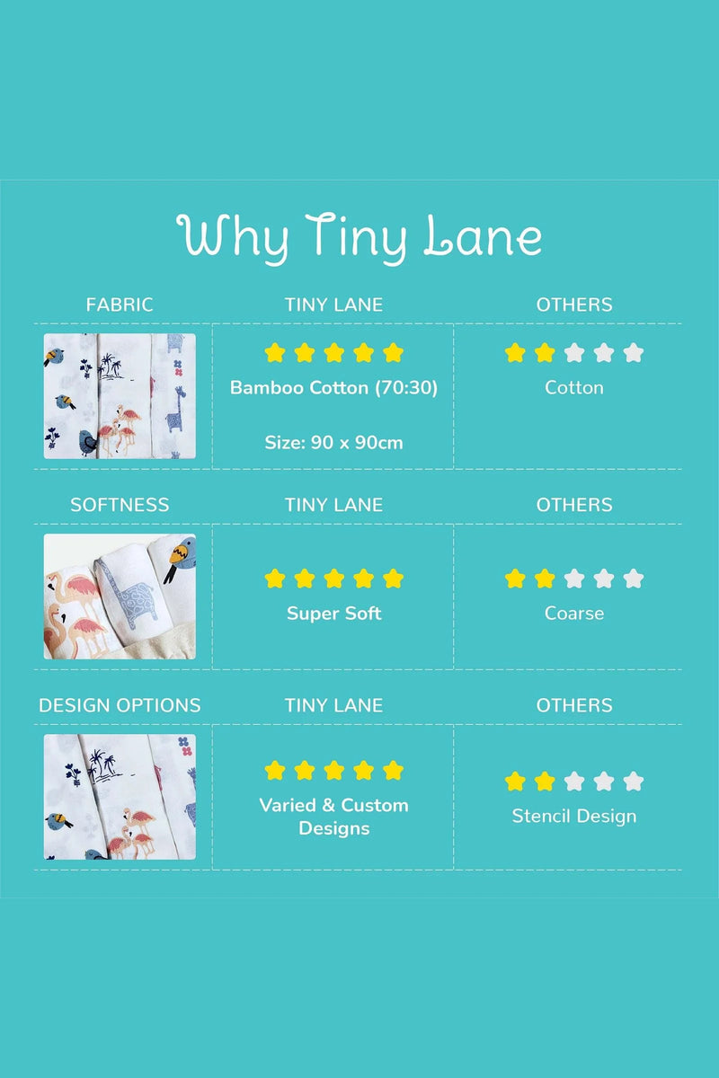 Tinylane Savana Bamboo Swaddle Set | Pack Of 3 | 90 x 90 cm