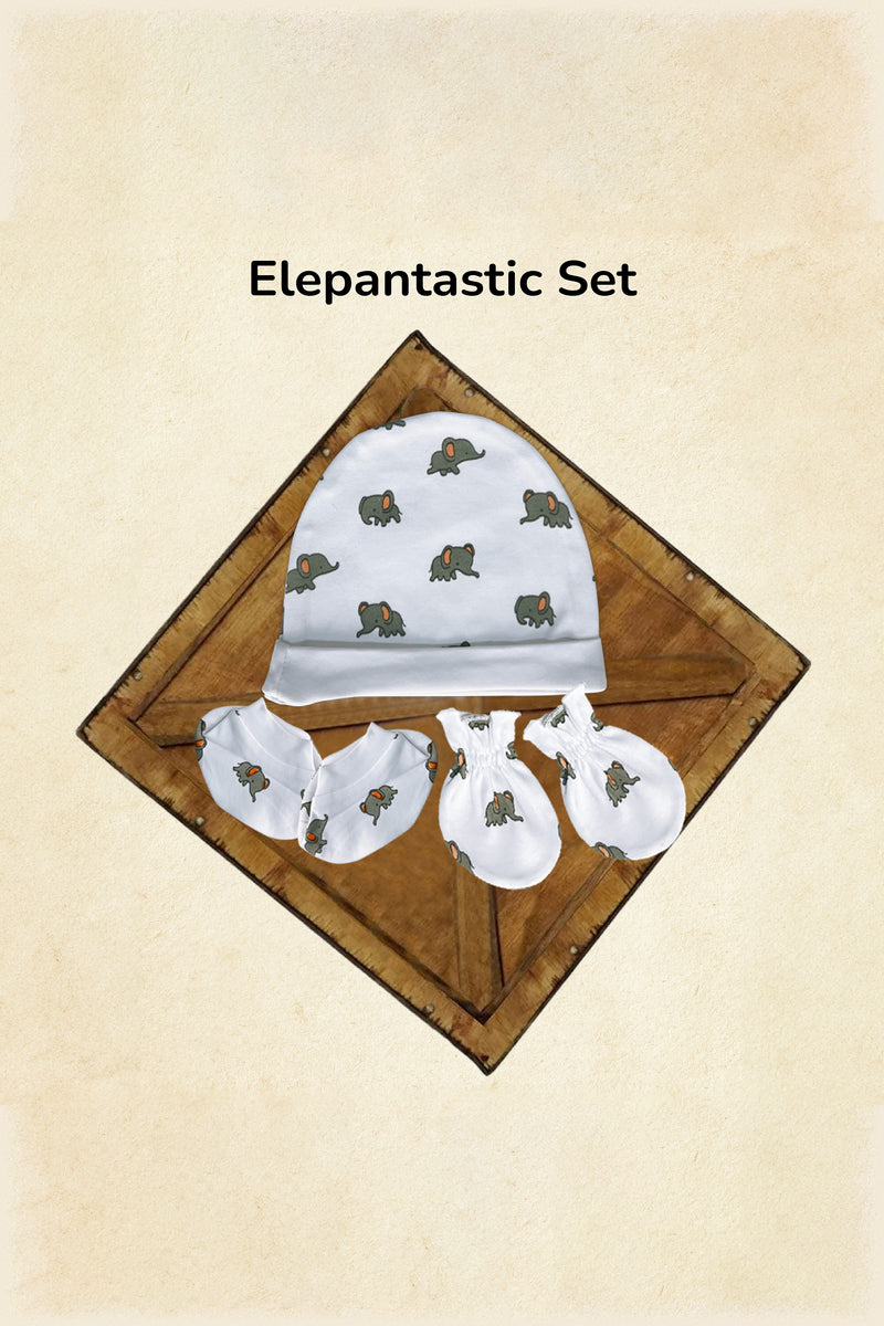 Tinylane Elefantastic Set(Cap, Booties, & Mittens)