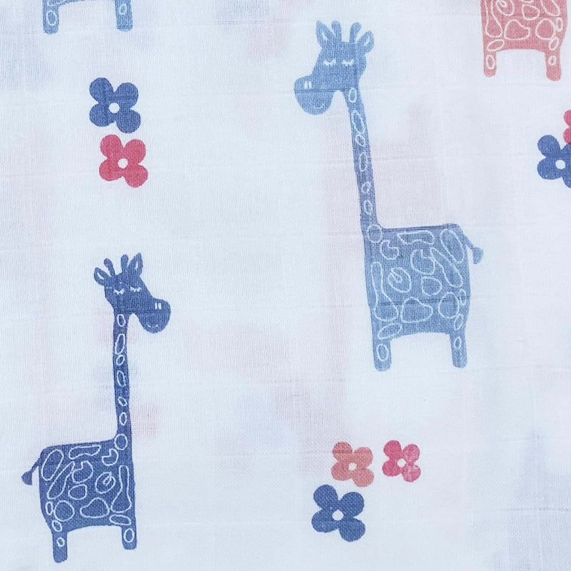 Tinylane Lanky Giraffe & Classic White Baby Swaddle Set | Pack Of 2 | 90 x 90 cm