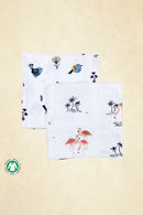 Tinylane Fab Flamingo & Tweeting Bird Bamboo Swaddle Set | Pack Of 2 | 90 x 90 cm
