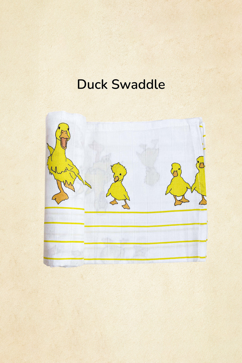 Tinylane Duck, Bird & Classic White Swaddle Set | Pack Of 3 | 90 x 90 cm