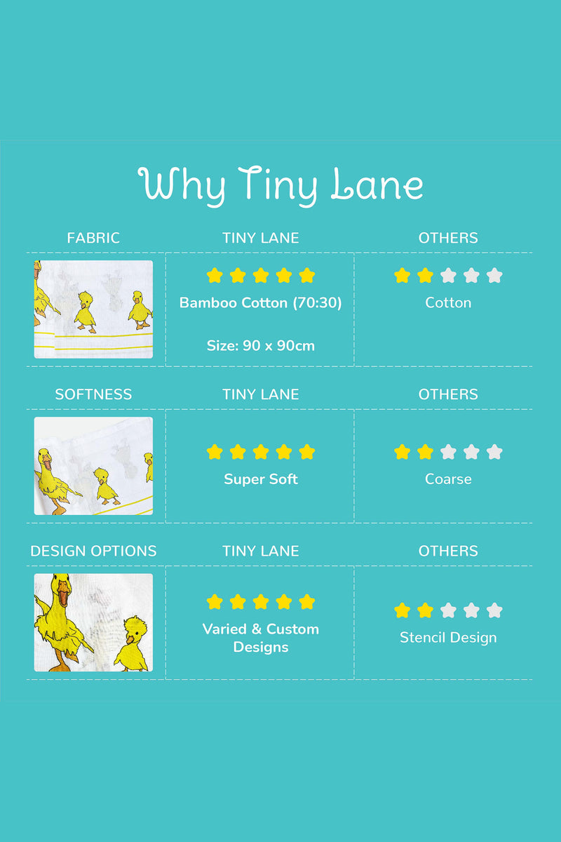 Tinylane Duck, Bird & Classic White Swaddle Set | Pack Of 3 | 90 x 90 cm