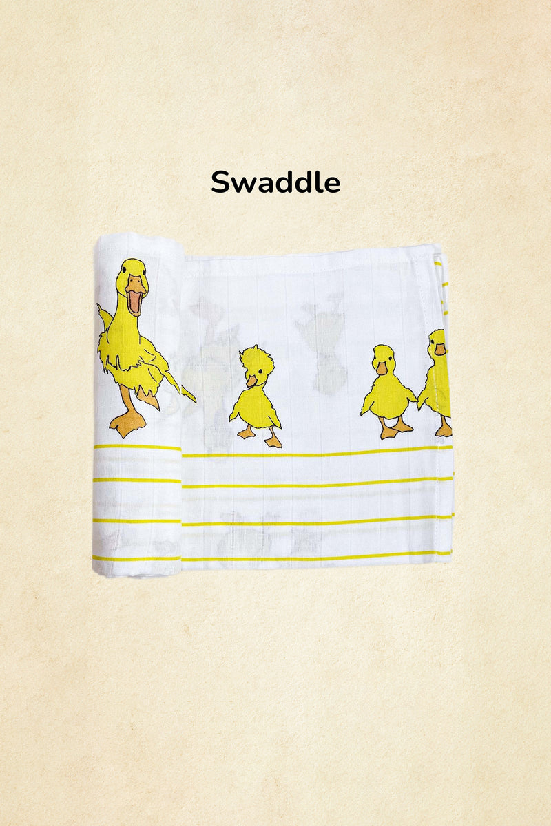 Tinylane Dancing Duck Organic Bamboo Baby Swaddle | 90 x 90 cm