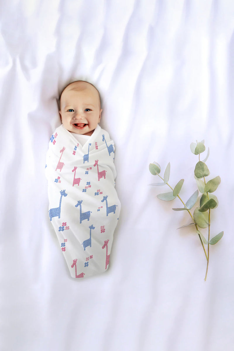 Tinylane Lanky Giraffe Organic Bamboo Baby Swaddle | 90 x 90 cm