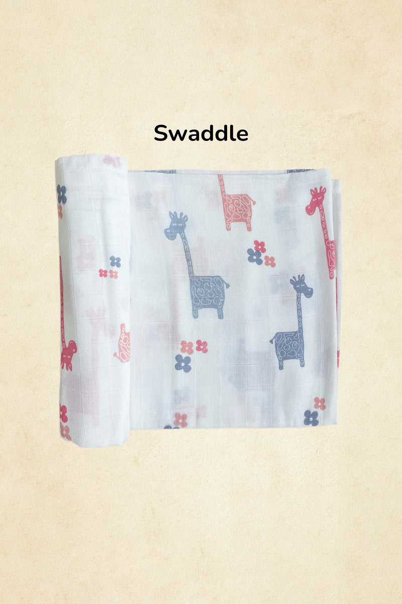 Tinylane Lanky Giraffe Organic Bamboo Baby Swaddle | 90 x 90 cm