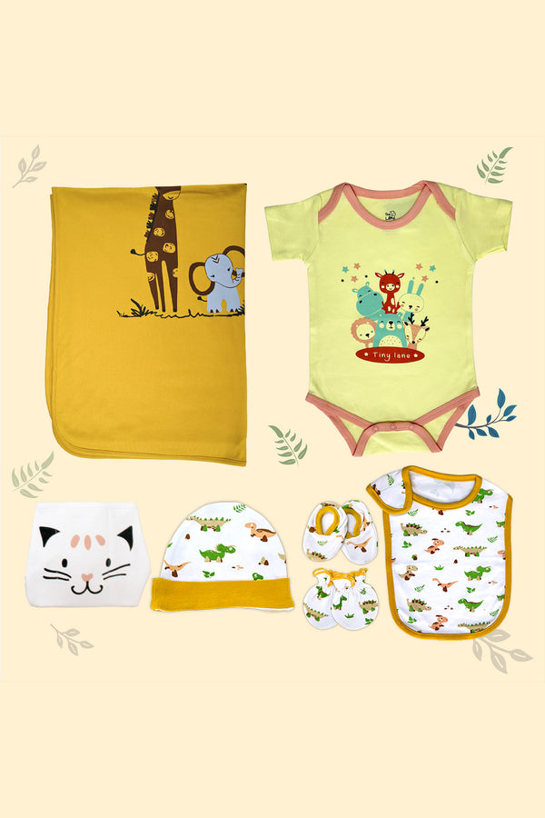 Tinylane Jungle Tribe Newborn Baby Gift Set | Pack of 7