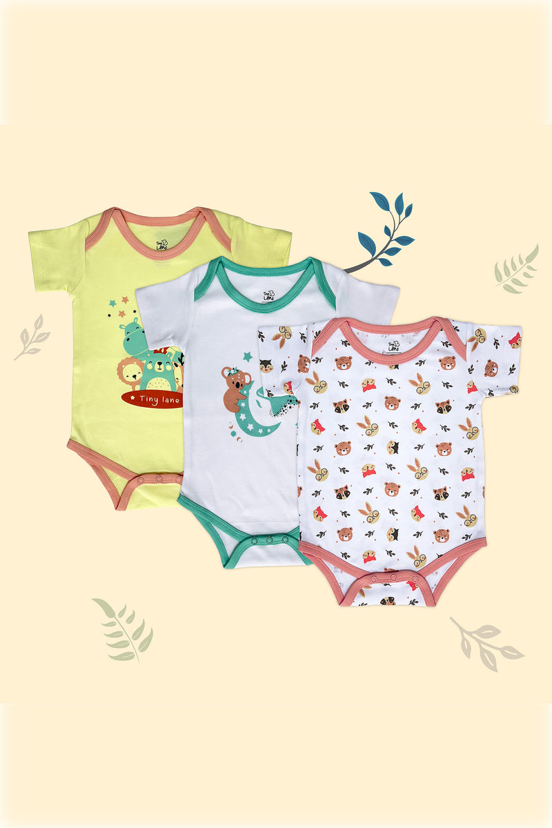 Tinylane Magical Flite, Krescent Koala and Honey Bunny Onesies - Preemie Pack of 3