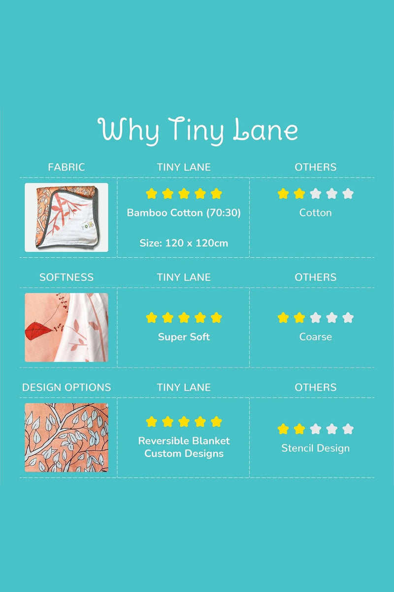 Tinylane Peachy Skies Reversible Baby Blanket | 120 x 120 cm