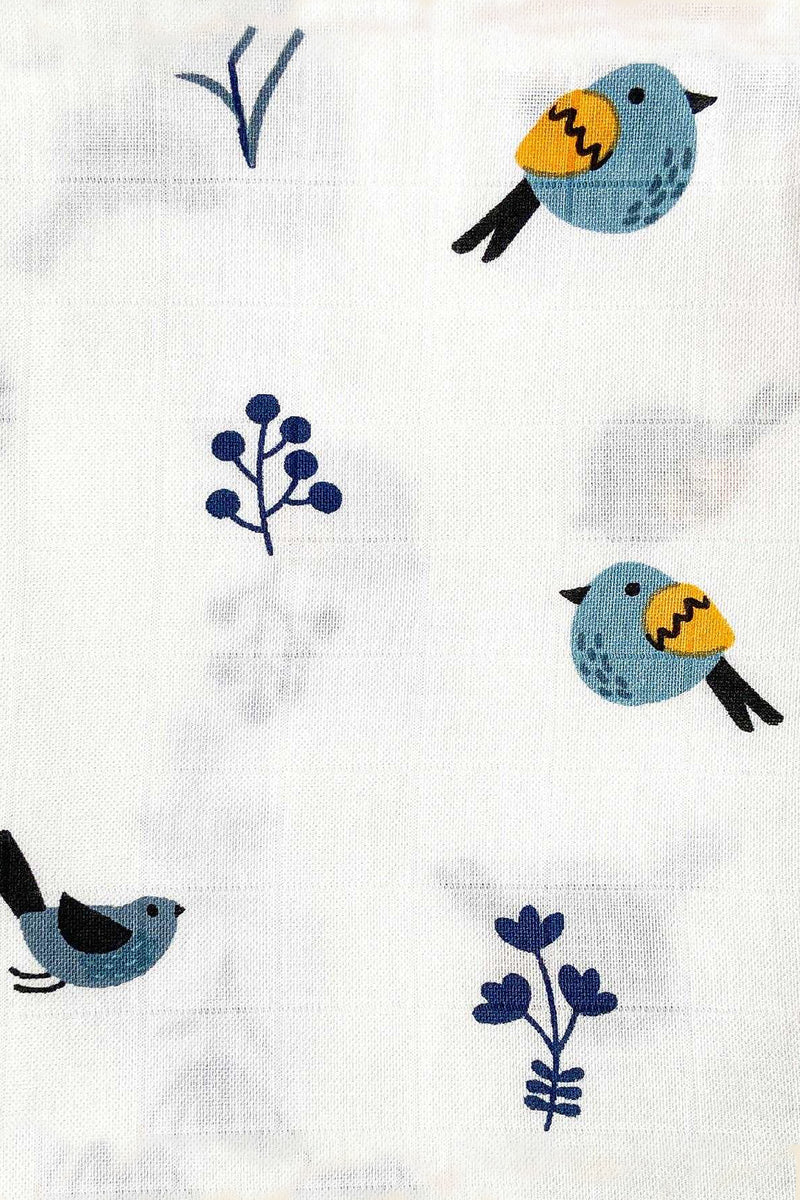 Tinylane Tweeting Bird Organic Bamboo Baby Swaddle | 90 x 90 cm