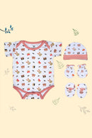 Tinylane Honey Bunny Infant Onesie, Cap, Bootie, and Mitten Set