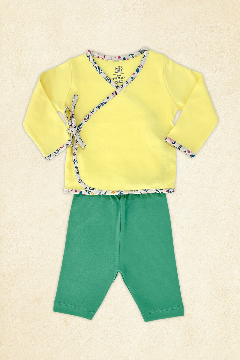 Tinylane Infant Clothing Set | Yellow Jhabla & Teal Legging