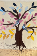 JOD Pure Cottton Tree of Life Handmade Textile Traditonl Wall Hanging for Living Room Decor (Unframed)