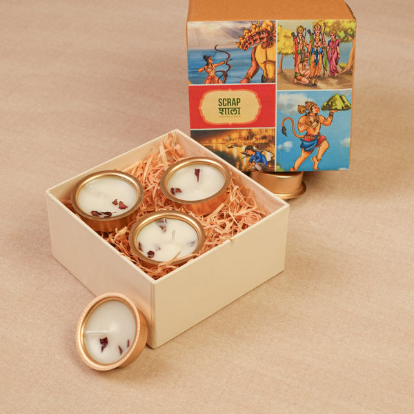 Scrapshala Gold Soy Wax Tealight Pack of 4 | Handcrafted & Sustainable