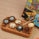 Scrapshala Nazar Jyoti Diwali Gift Hamper | Evil Eye Door Hanging Pair, Bell Hanging & Gold Soy Wax Candles | Eco-Friendly Sustainable Hamper Handcrafted in Banaras