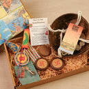 Scrapshala Prakriti Diwali Gift Hamper | Coconut Shell Hanging Planter with Macramé, Seed Jars, Plantable Seed Crackers, Cocopeat & Natural Wood Swastik Décor | Sustainable & Handcrafted in Banaras