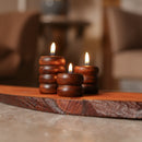 Scrapshala Spiral Glow Wooden Candle Stand Trio | Sustainable Festive Gift | Stackable & Reusable Tea-Light Holders | Handcrafted in Banaras
