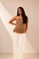 JOD Cotton Womens Brown Phool Tube Top
