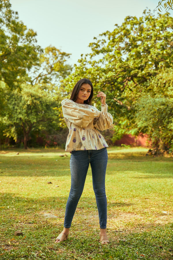 The Conscious Closet  Lavender Leaflet Blouse - Top