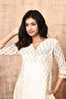 Expressions By UV Jenni Off-white Handloom Maheshweri Silk Kurta Set