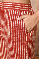 Expressions By UV Mira Red Bagru Hand Printed Cotton Pants