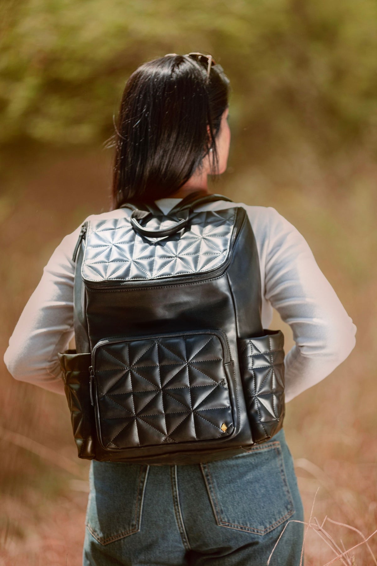 バックパック・リュック NOIAGO Vegan Leather Drawstring Bag Black Black Noir Vegan Leather Bagpack - Buy on Upcycleluxe
