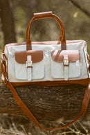 Ajax Vegan Leather Duffle Bag - Beige & Gingerbread