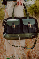 Ajax Vegan Leather Duffle Bag - Black & Green