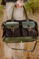 Ajax Vegan Leather Duffle Bag - Black & Green