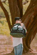 Ajax Vegan Leather Duffle Bag - Black & Green