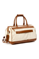 Ajax Vegan Leather Duffle Bag - Beige & Gingerbread
